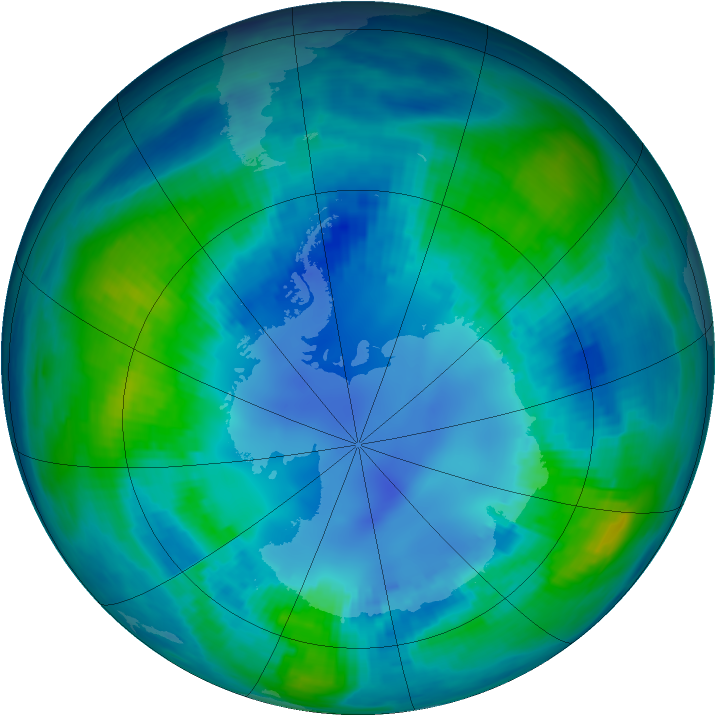 Antarctic ozone map for 25 April 1986